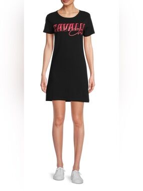 Cavalli Class Stretch Cotton Logo Dress